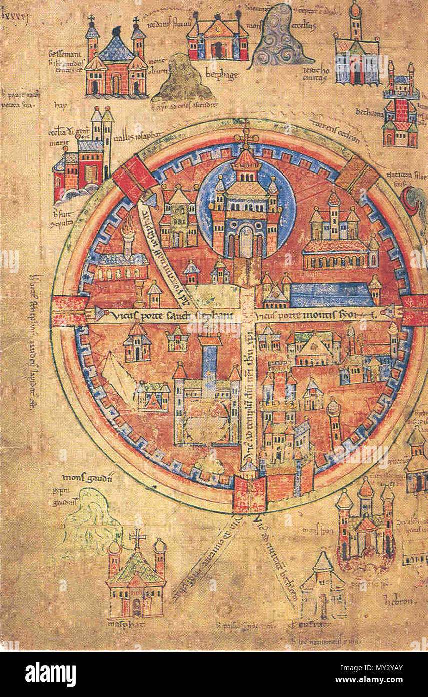 . Inglese: "Upsala mappa' crociato di Gerusalemme . Il XIII secolo. Sconosciuto 541 Upsala mappa Foto Stock
