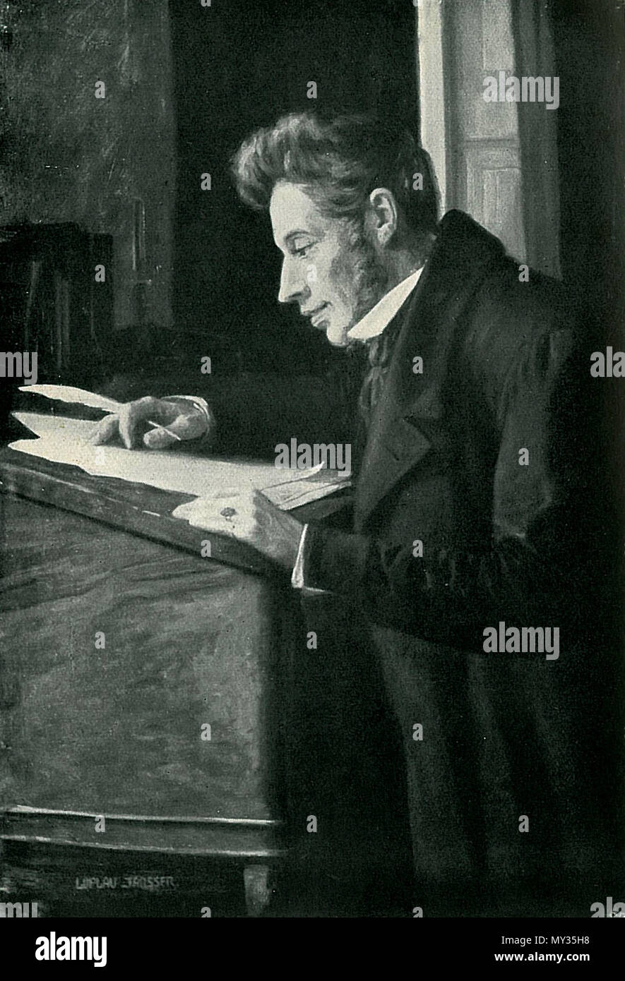 . Søren Kierkegaard alla sua alta Desk . Prima parte del XIX secolo 296 Kierkegaard ritratto Foto Stock