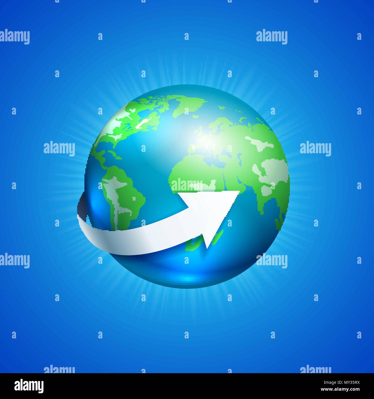 Il Pianeta Terra con una freccia bianca Illustrazione Vettoriale