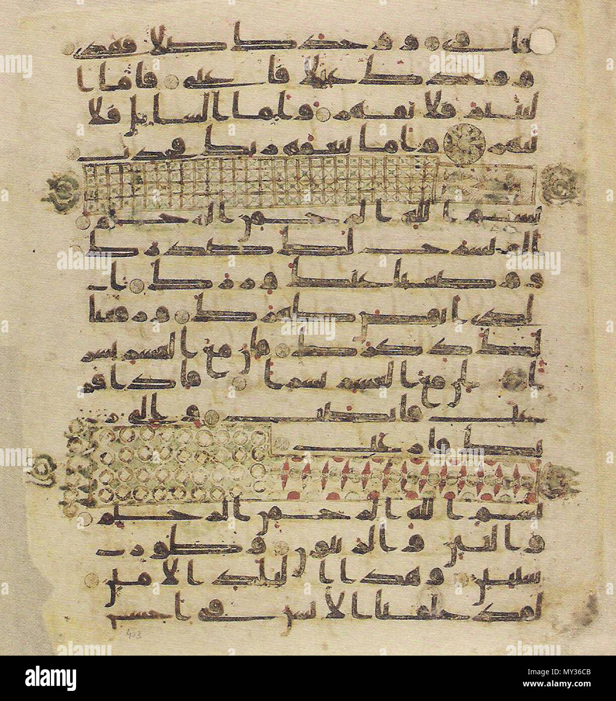 . Inglese: Topkapı manoscritto del Corano, scritto circa 800 CE, folio con sura 93:6-95:4 . 14 dicembre 2013, 16:16:10. Anonimo scrittore del Topkapi manoscritto del Corano, edito da Tayyar Altıkulaç 532 Topkapi 93.6-94-95.4 Foto Stock