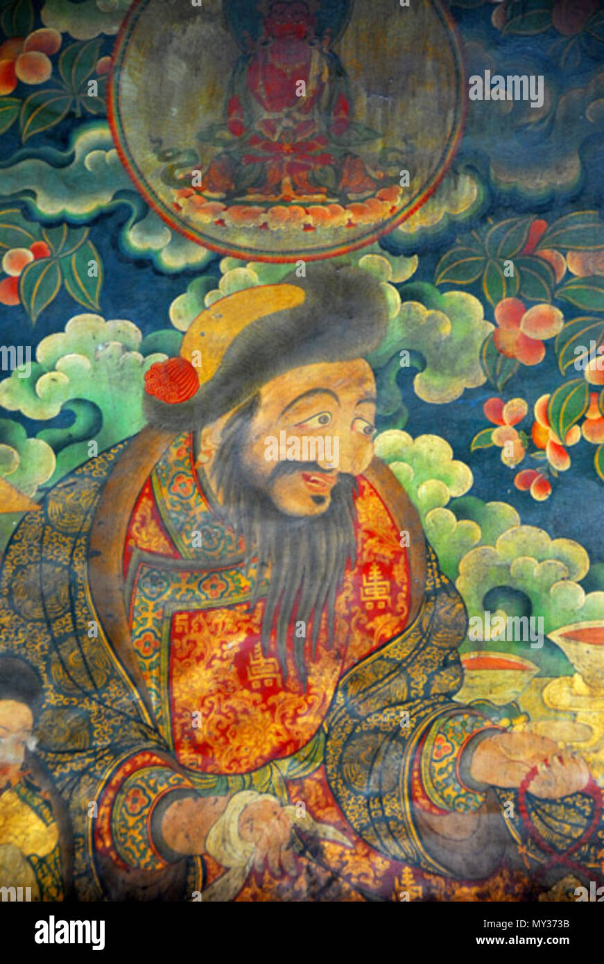 . Inglese: affresco raffigurante Güshi Khan, In Jokhang Tempio, il Tibet. 2 ottobre 2008, 07:02:16. Fotografia: Brian J. McMorrow, affresco: Sconosciuto 281 Jokhang,Gushi Khan affresco.Colore Foto Stock