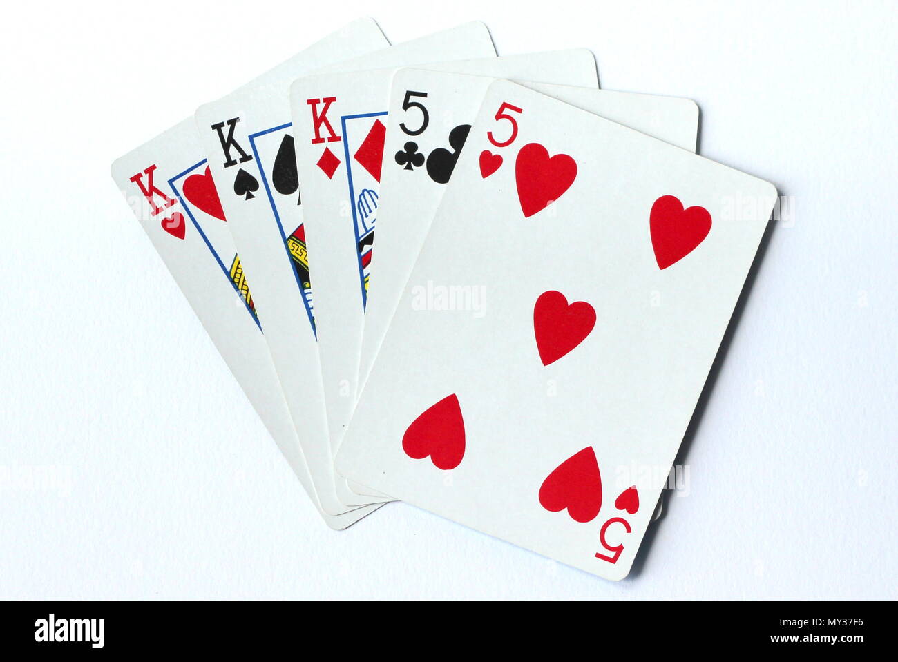 Un full house mazzo di carte - poker Foto Stock