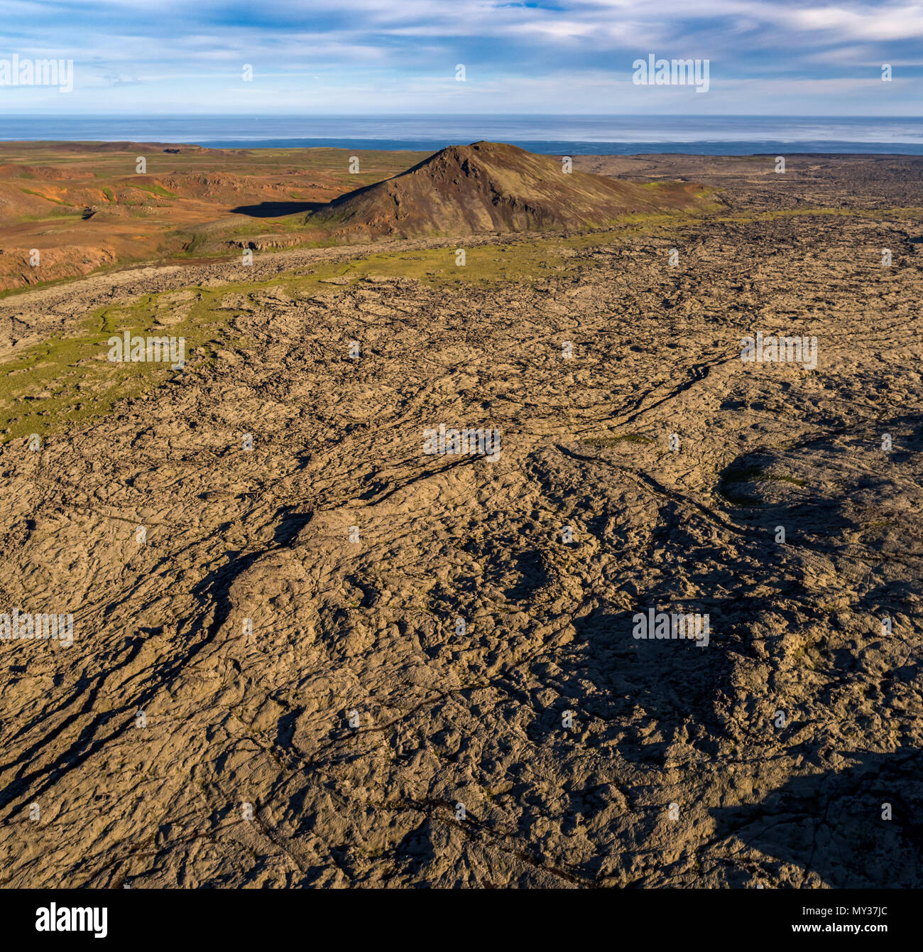Campi di lava-Nupshlidarhals, penisola di Reykjanes, Islanda Foto Stock