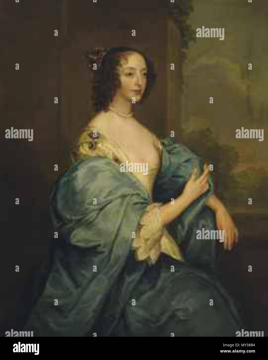 . Ritratto della regina Henrietta Maria, come Santa Caterina . Inglese: ritratto della regina Henrietta, attribuita a van Dyck, prima del distacco di un eccesso di pittura, come featured in serie 2, episodio 3 della BBC della serie Fake o fortuna?. . Circa 1649?. van Dyck & studio 545 Van Dyke Henrietta prima (completa) Foto Stock