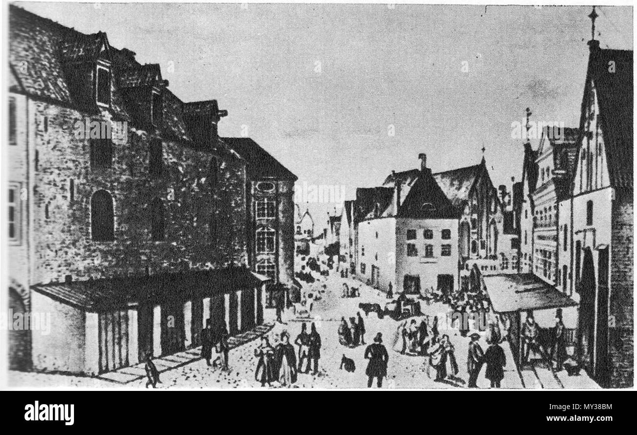 . Eesti: Vana turg 18. sajandil inglese: Vana turg street nel XVIII secolo . Questo file è privo di informazioni sull'autore. 545 Vana-Turg XVIII Foto Stock