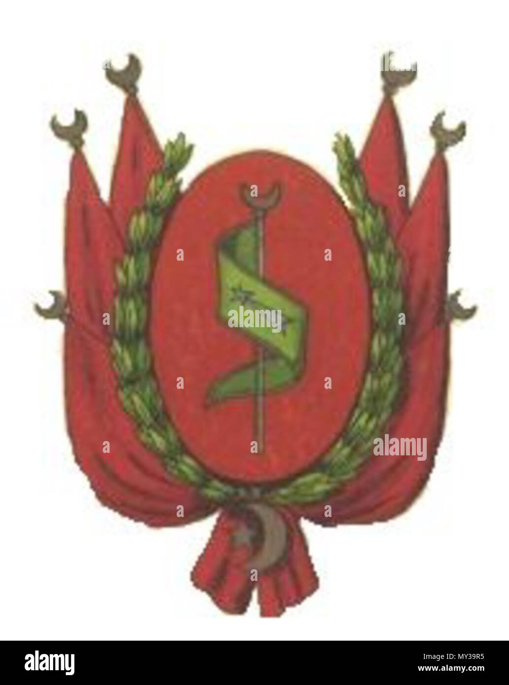 . Het officieele grote Wapen van het Koninkrijk Tunesie 19e eeuw. circa 1900. De regering Tunesische 557 Wapen van het koninkrijk Tunisi 1900 Foto Stock