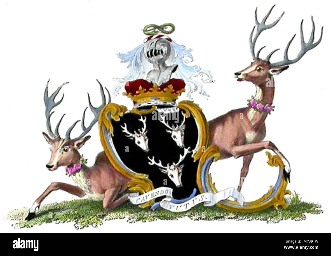 Inglese: stemma duca di Devonshire. Con il motto "Cavendo tutus'. dopo il  1694. sconosciuto (XVIII secolo) 558 Wappen duca di Devonshire Foto stock -  Alamy