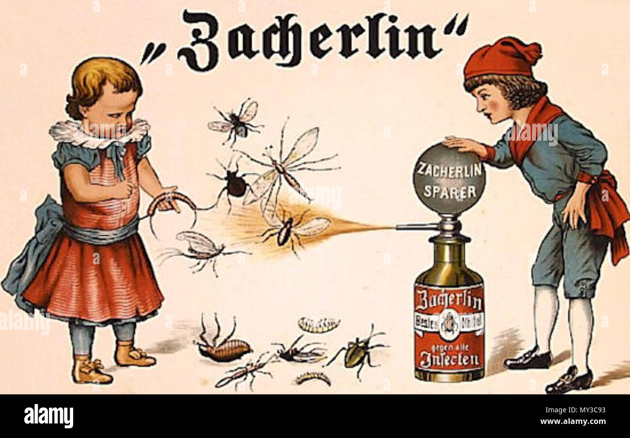. Campagna pubblicitaria per Zacherlin intorno 1907 Riduzione del rumore, scratchs distacco, correzioni di colore e di ridimensionamento . 1900. unkwown 573 Zacherlin campagna 1907 Foto Stock