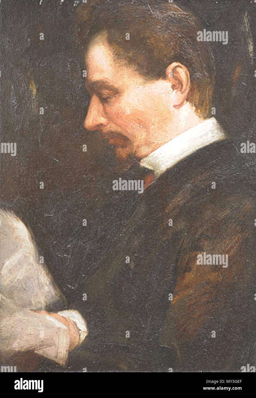 . Zeitungsleser, Ölgemälde, ohne Signatur, datiert 1908, 67 × 47 cm. 1908 574 Zeitungsleser Reinicke attr Foto Stock
