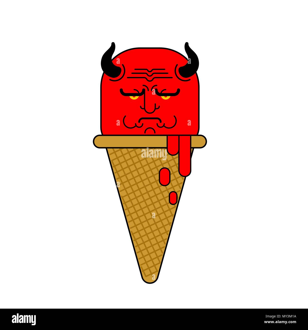 Diavolo Rosso gelato. Il demone arrabbiato Icecream illustrazione vettoriale Illustrazione Vettoriale