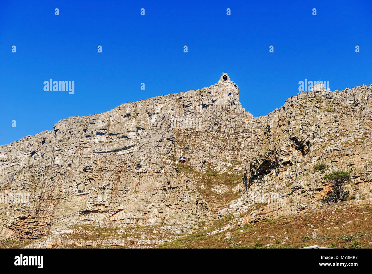 Vista panoramica sulla Montagna della Tavola e la funivia Foto Stock