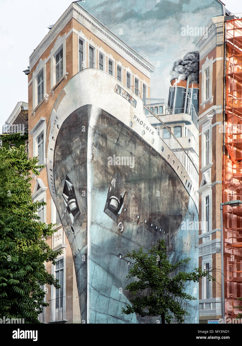 Ocean Liner Street Art Berlino Germania Foto Stock