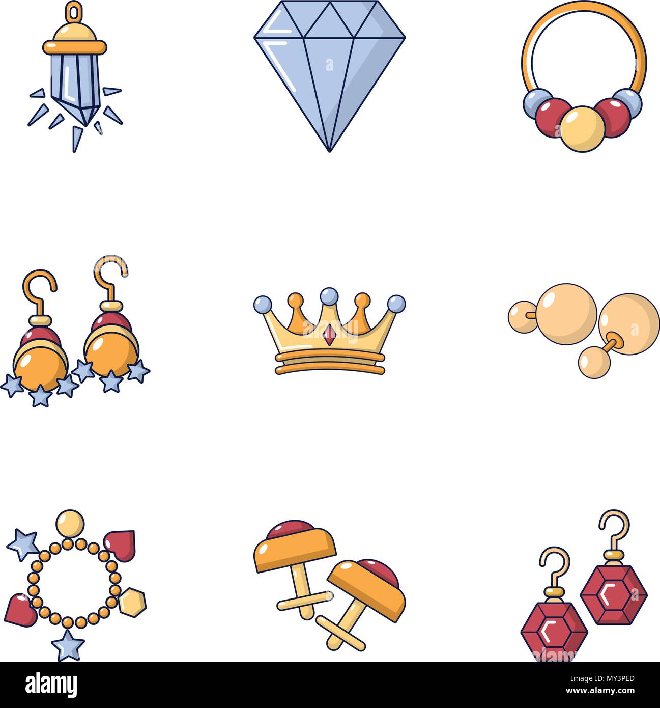 Gemma set di icone, stile cartoon Illustrazione Vettoriale