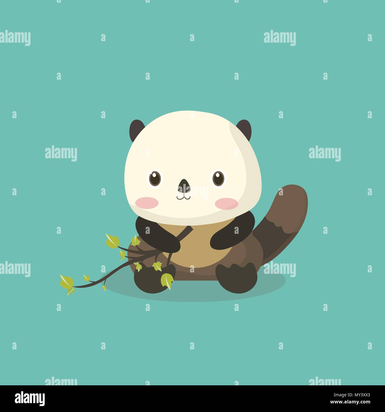 Funny cartoon beaver. Illustrazione Vettoriale