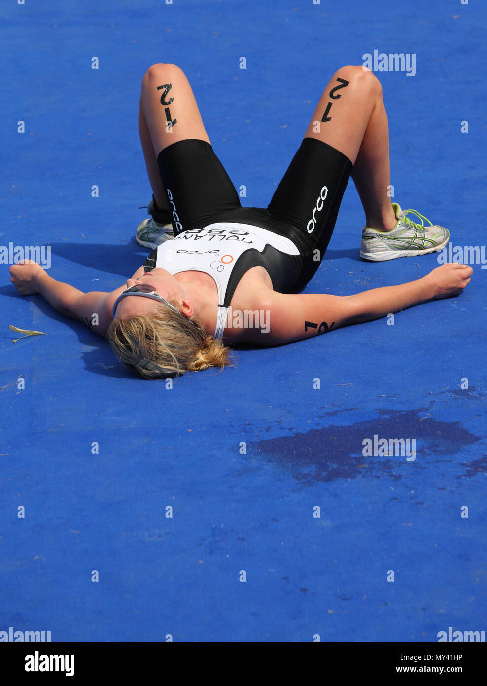 Regno Unito - Triathlon - Vicky Holland GBR, destrogira Energy ITU World Championship - Londra, Hyde Park, 2010 Foto Stock