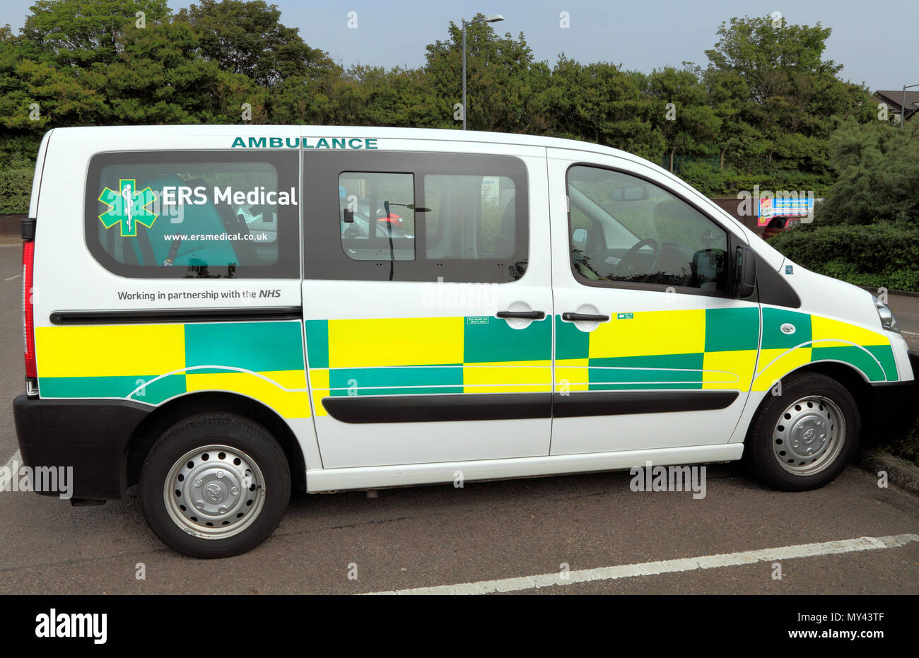 ERS Medical ambulanza, partner di NHS, Norfolk, Inghilterra, Regno Unito Foto Stock