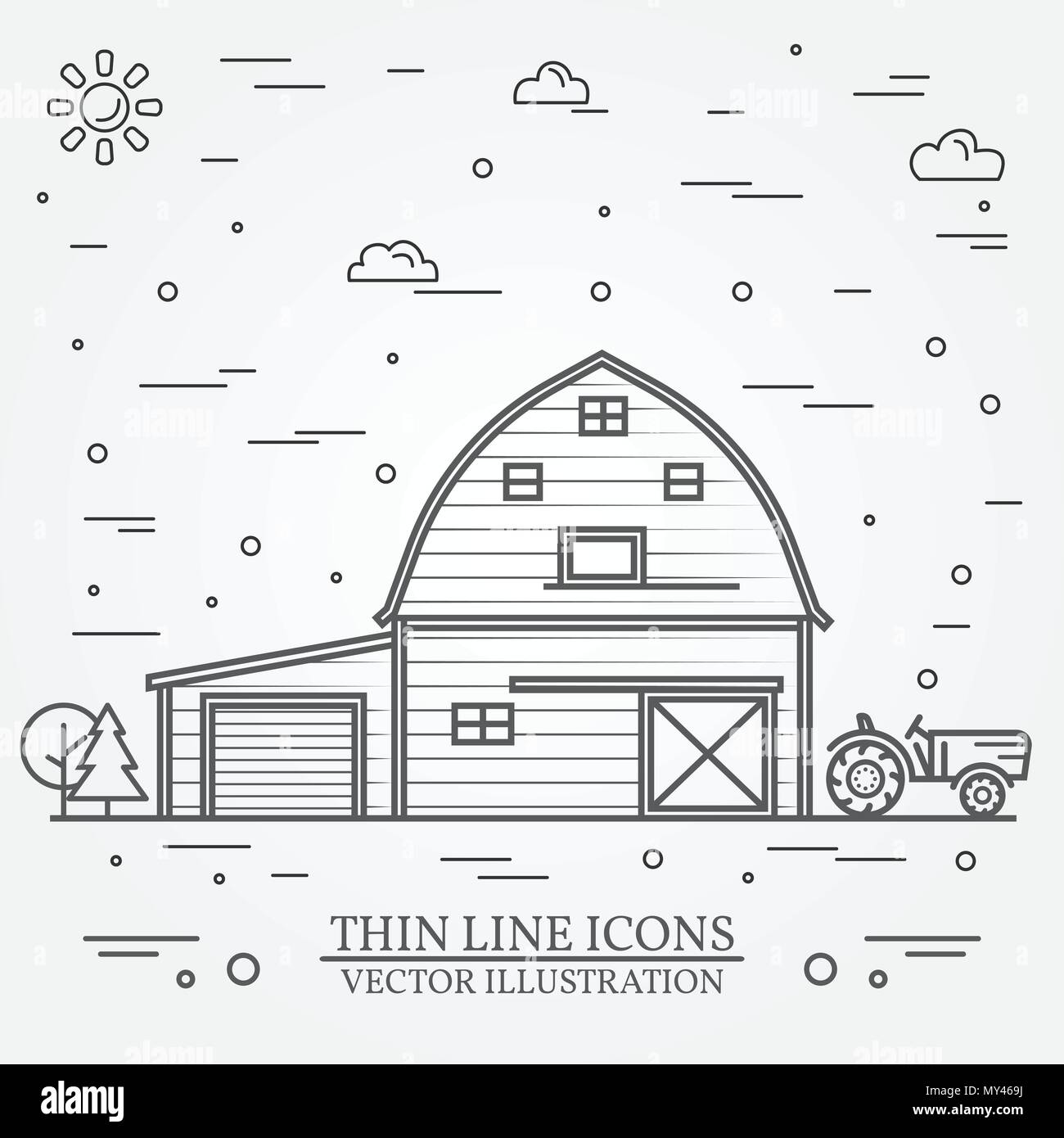 Sottile linea american farm icona. Per il web design e applicazione di interfaccia, utile anche per infographics. Illustrazione Vettoriale. Illustrazione Vettoriale