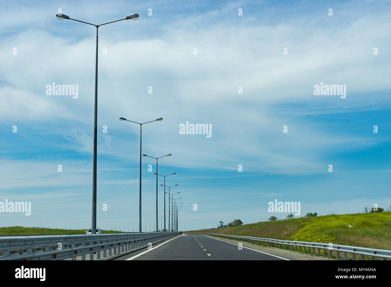 Regione Krasnodar, Russia - 19 maggio 2018: Accesso automatico al ponte di Kerch dalla Regione Krasnodar. Foto Stock
