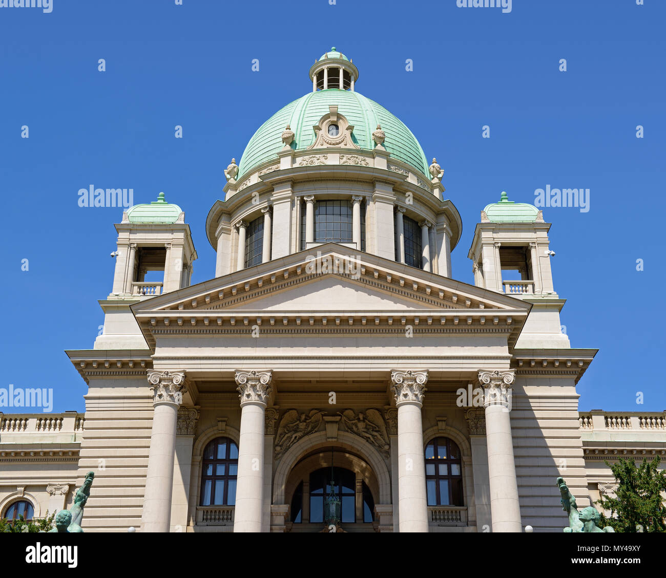Il Parlamento serbo edificio, casa dell'Assemblea Nazionale di Belgrado, Serbia Foto Stock