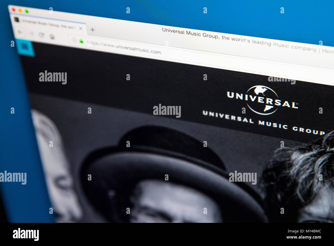 LONDON, Regno Unito - 29 Maggio 2018: la homepage del sito web ufficiale per la Universal Music Group - l'Americano global music corporation, il 29 maggio 20 Foto Stock