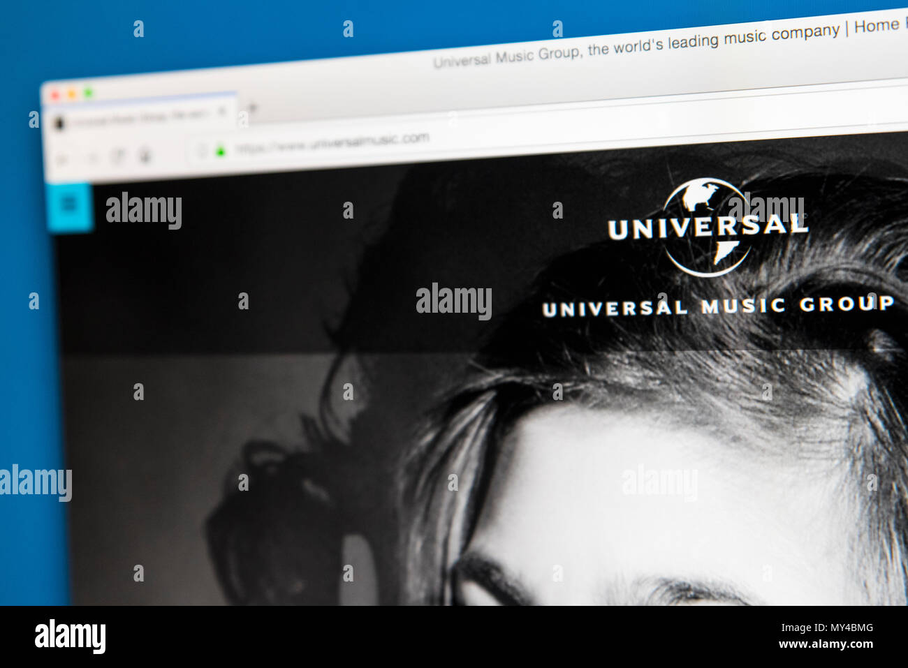 LONDON, Regno Unito - 29 Maggio 2018: la homepage del sito web ufficiale per la Universal Music Group - l'Americano global music corporation, il 29 maggio 20 Foto Stock