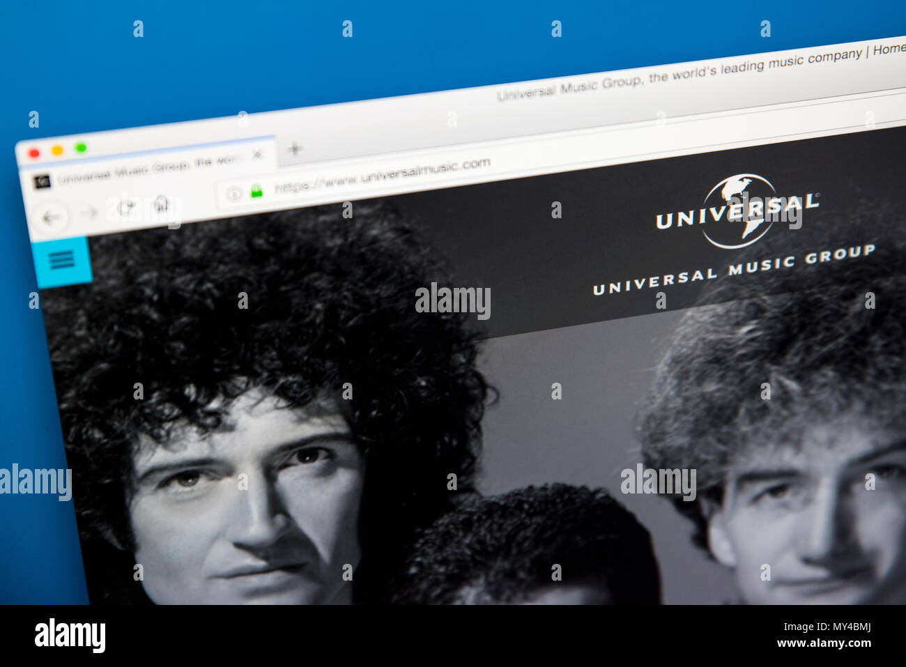 LONDON, Regno Unito - 29 Maggio 2018: la homepage del sito web ufficiale per la Universal Music Group - l'Americano global music corporation, il 29 maggio 20 Foto Stock