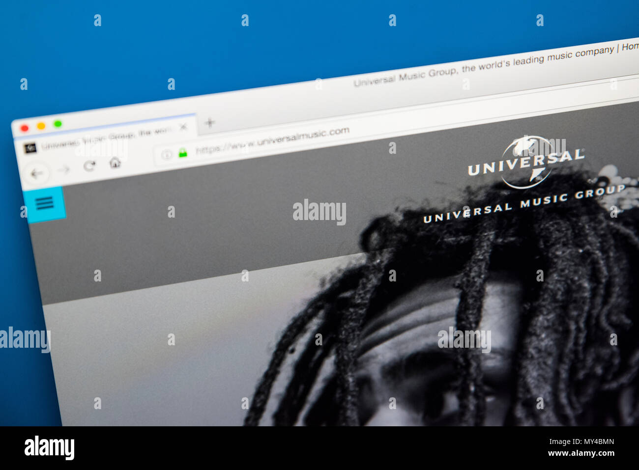 LONDON, Regno Unito - 29 Maggio 2018: la homepage del sito web ufficiale per la Universal Music Group - l'Americano global music corporation, il 29 maggio 20 Foto Stock