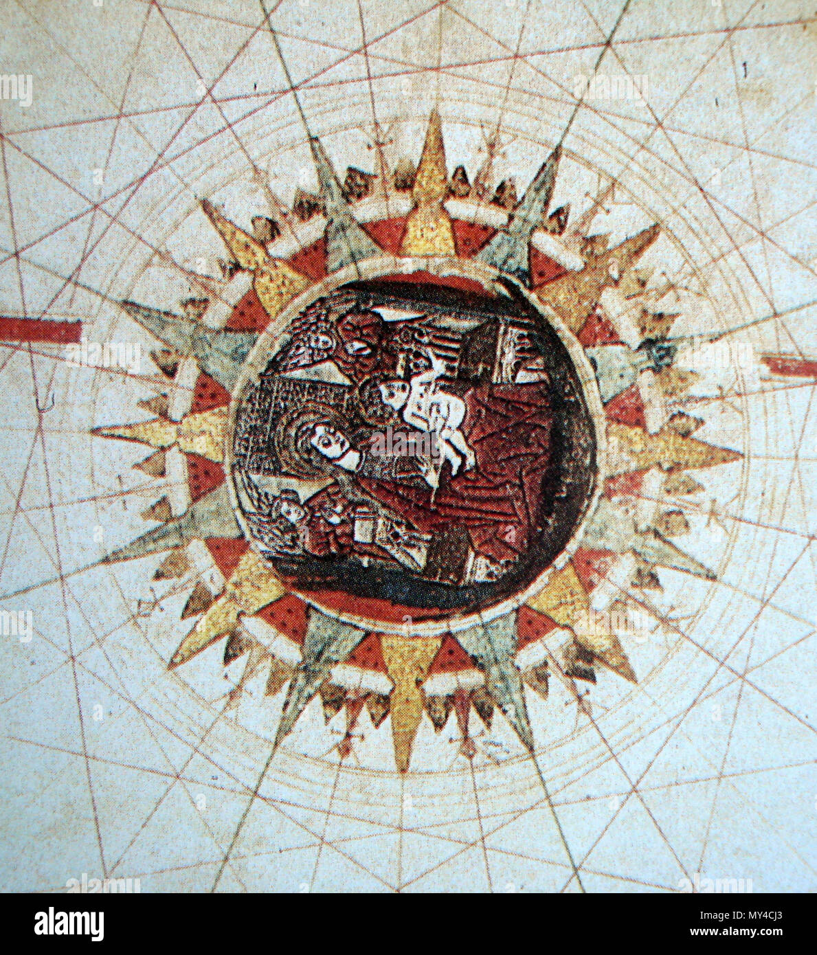 . Inglese: immagine religiosa che decora la bussola rosa dell'Atlantico nella mappa di Juan de la cosa. Español: Imagen religiosa que decora la gran rosa de los Vientos del Atlántico del mapa de Juan de la cosa. Mapa originale: 1500; fotografía: 2009. Mapa originale: Juan de la cosa; fotografía: Hispalois 344 MapaCosa GranRosaVientos Foto Stock . Inglese: immagine religiosa che decora la bussola rosa dell'Atlantico nella mappa di Juan de la cosa. Español: Imagen religiosa que decora la gran rosa de los Vientos del Atlántico del mapa de Juan de la cosa. Mapa originale: 1500; fotografía: 2009. Mapa originale: Juan de la cosa; fotografía: Hispalois 344 MapaCosa GranRosaVientos Foto Stock
