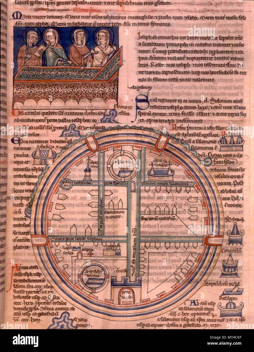 . Inglese: 'Parigi map' crociato di Gerusalemme . Il XIII secolo. Sconosciuto 408 Paris mappa Foto Stock