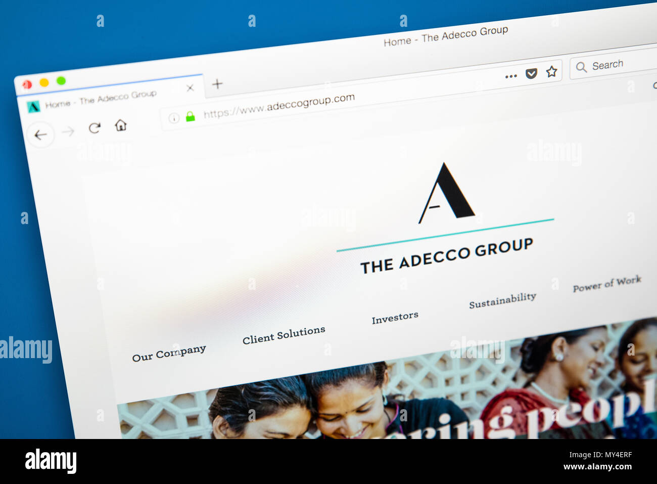 LONDON, Regno Unito - 29 Maggio 2018: la homepage del sito web ufficiale per il gruppo Adecco - la più grande temp azienda di personale in tutto il mondo, il 29 maggio 20 Foto Stock