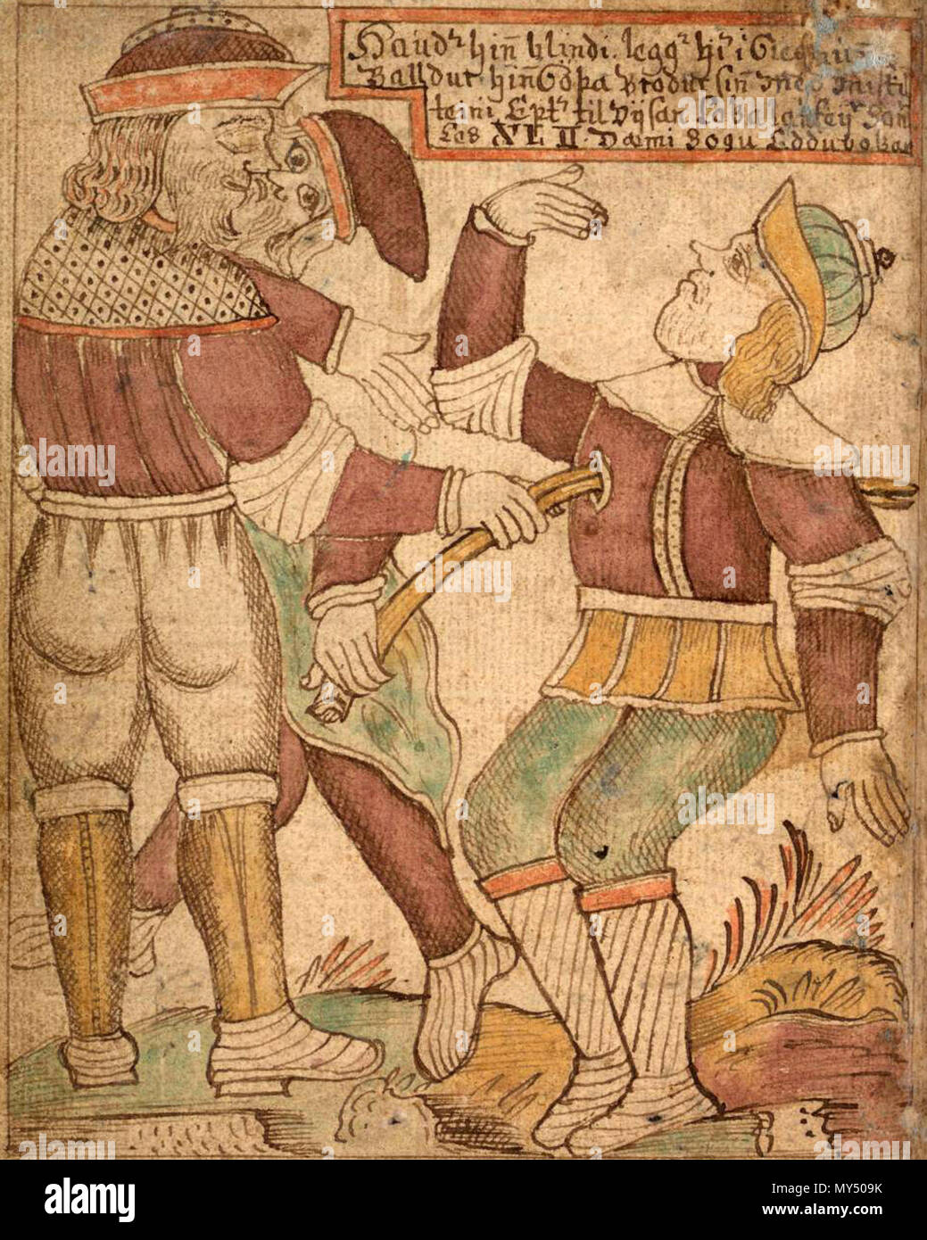 510 SÁM 66, 75v, la morte di Baldr Foto Stock