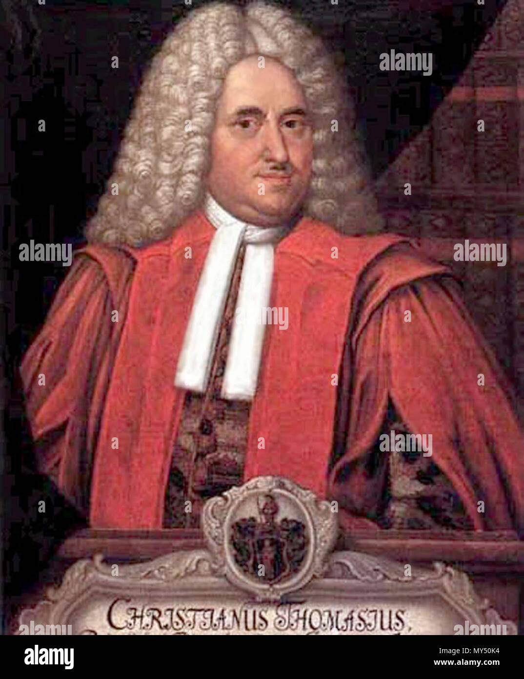 . Deutsch: Bildnis Christianus Thomasius, professore der Rechte, Bild, Halle (Saale), Martin-Luther-Universität di Halle (Saale) Wittenberg inglese: Christianus Thomasius . Johann Christian Heinrich Sporleder 111 Christian Thomasius Foto Stock