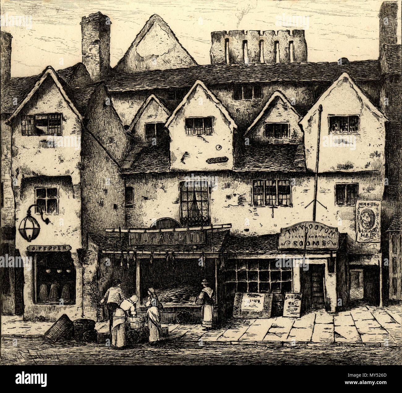 . Digbeth (etching) . Attacco Inglese : Incisione da John Fullwood, secolo XIX Digbeth . Xix secolo 140 Digbeth (etching) Foto Stock