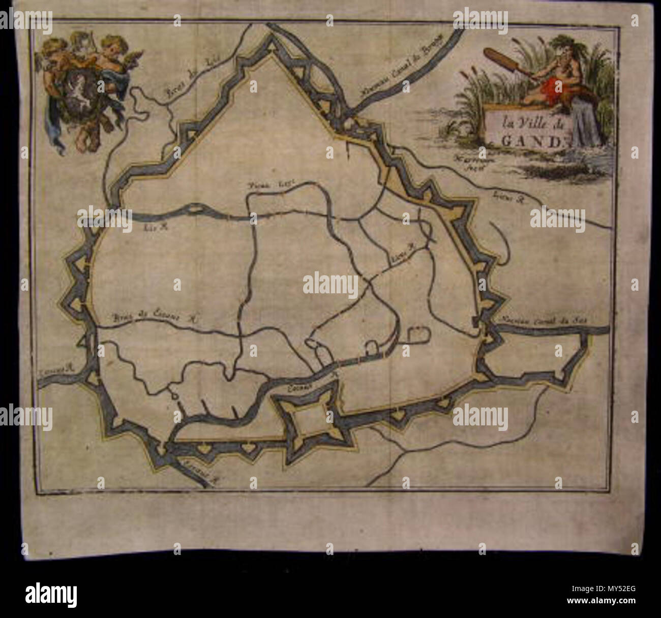 . Inglese: Mappa di Gand da Foppens . Il 20 giugno 2009. Foppens, 1697 343 Mappa di Gand da Foppens Foto Stock