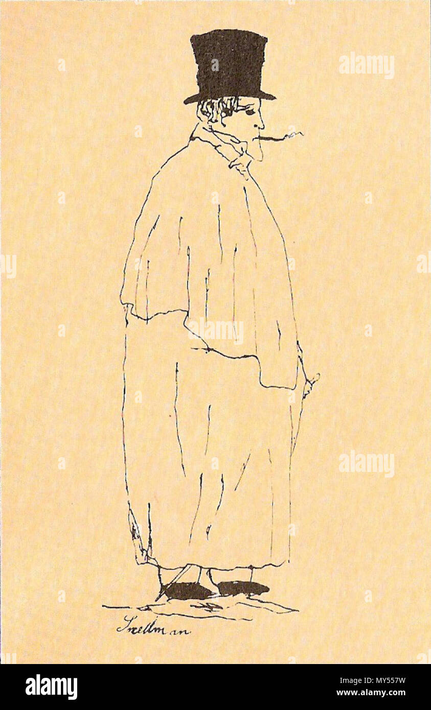 . Inglese: Johan Vilhelm Snellman, attingendo da un artista svedese Snellman durante la visita in Svezia nel 1839. 1839. G. H. Mellin 494 Snellman karikatyr Foto Stock