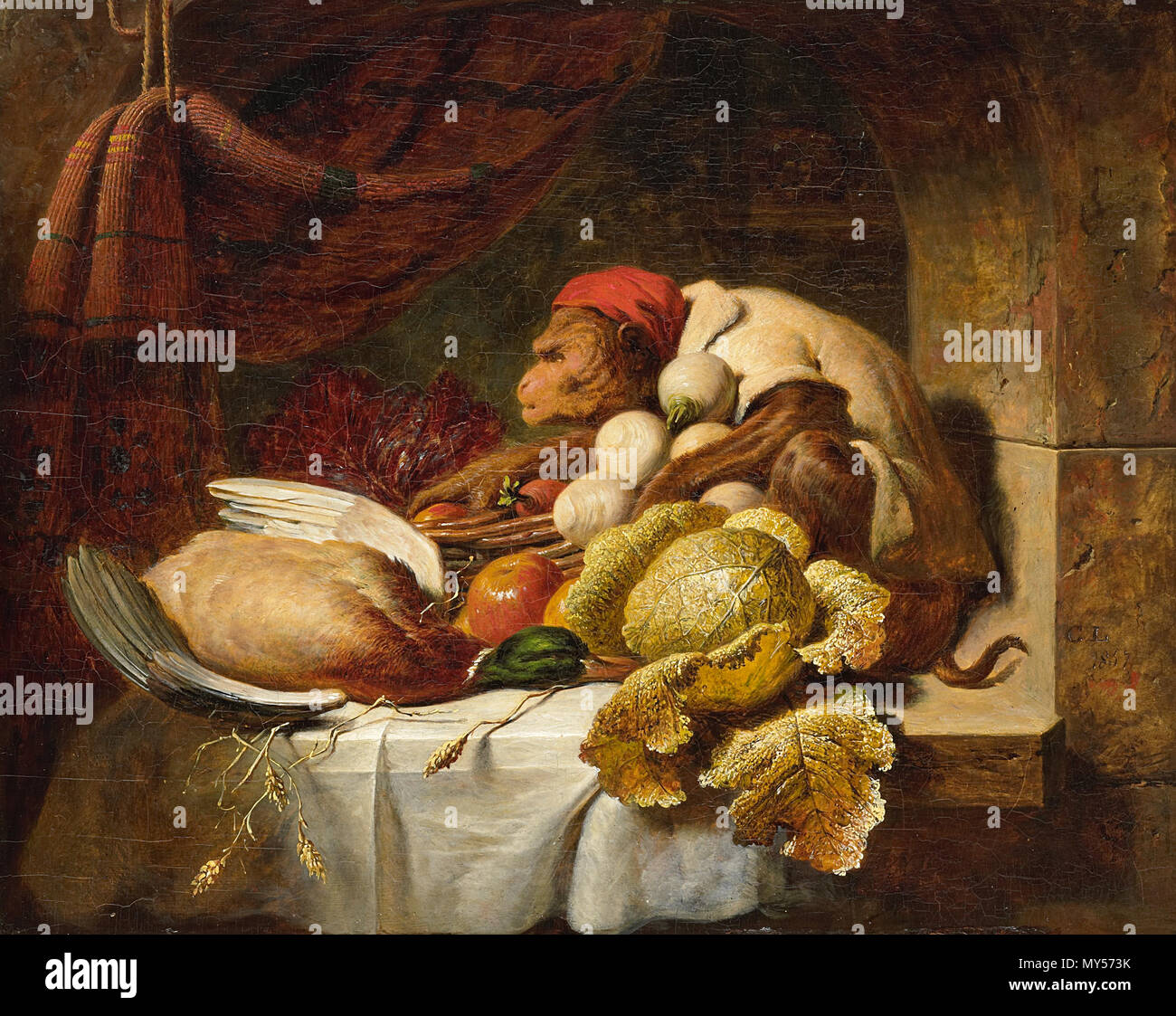 . Q18607811 . Inglese: cappuccio rosso. olio su pannello. 31 × 38 cm (12,2 × 14,9 in). Amsterdam, Rijksmuseum Amsterdam. . 1857. George Lancia 448 cappuccio rosso da George lancia Rijksmuseum Amsterdam SK-A-2826 Foto Stock