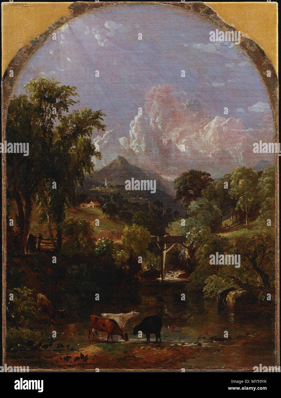 . Inglese: Jasper Francis Cropsey, americano, 1823-1900 mattina, 1854 olio su tela 44 x 32 cm. (17 5/16 x 12 5/8 in.) telaio: 59,5 × 47 × 7 cm (23 7/16 × 18 1/2 x 2 3/4 in.) il dono di Stuart P. Feld, classe 1957, e la Sig.ra Feld1984-31 y . 1854 7 1854, Cropsey, Jasper Francesco, mattina Foto Stock