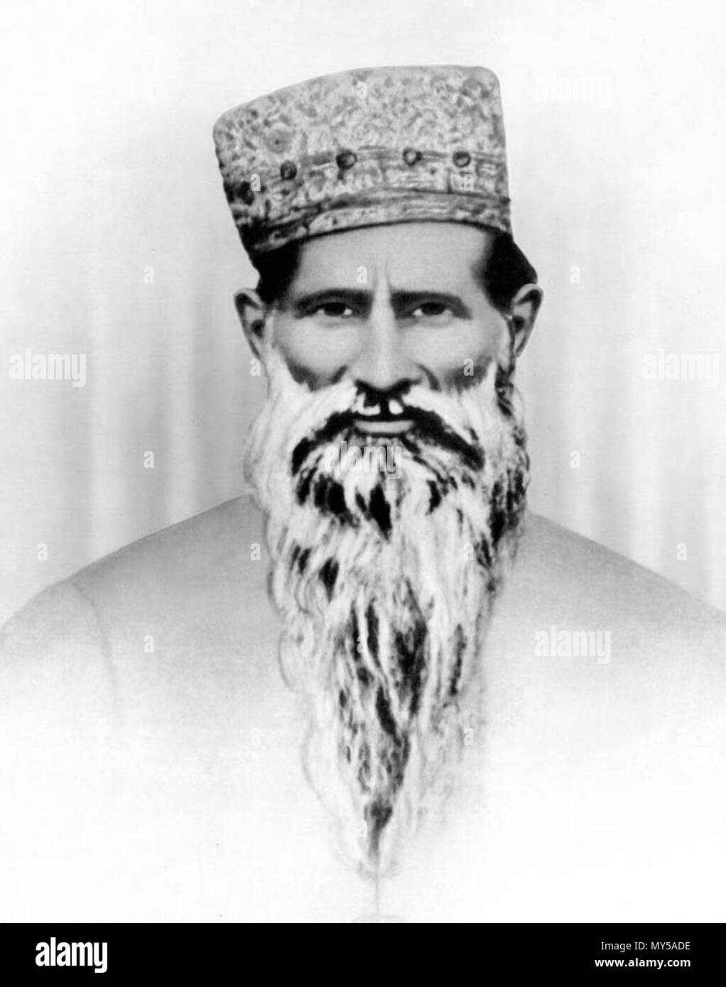 . Inglese: fotografia di Shiv Dayal Singh (fondatore di Radha Swami Mat) . dal 1878. Shiv Dayal Singh Ji.jpg: Sconosciuto lavoro derivato: Saibo (Δ) 485 Shiv Dayal Singh Ji-scala di grigi Foto Stock