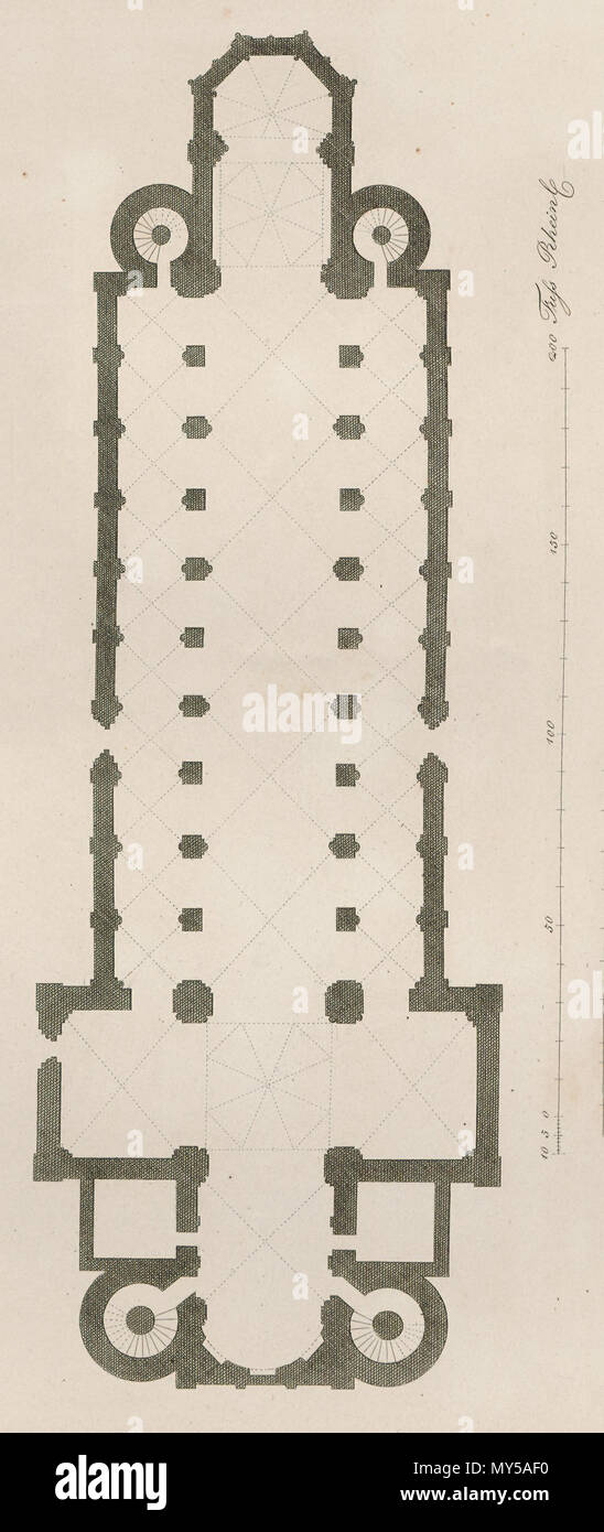 . Deutsch: Grundriss des Wormser Doms. Inglese: piano di pavimento di Worms Cattedrale. 1854. Moller et al. 221 Grundriss des Doms Wormser 1854 Foto Stock