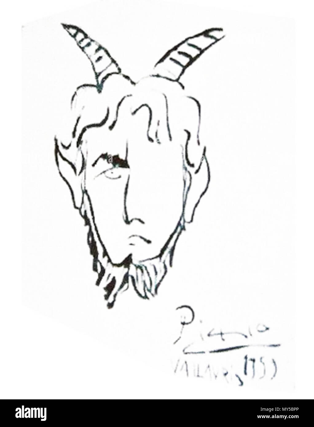 . Inglese: ritratto di Pablo Picasso ispirata dal pittore Barbadirame . 1959. picasso 63 Barbaritrattopicasso Foto Stock
