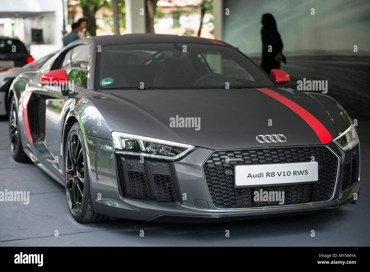 Torino Piemonte, Italia. Il 6 giugno, 2018. Torino, Italy-June 06, 2018: Audi R8 V10 RWS in Torino Motor Show 2018 Credit: Stefano Guidi/ZUMA filo/Alamy Live News Foto Stock