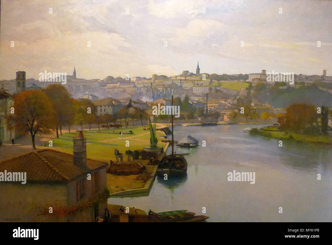 . Français : peinture du Port de l'Houmeau, Gaston Boucart, 1927, Musée d'Angoulême, Francia, d'après une vue monocromatico de 1886. Il 30 settembre 2010. Ma Jack 40 Ang mus lhoumeau Foto Stock