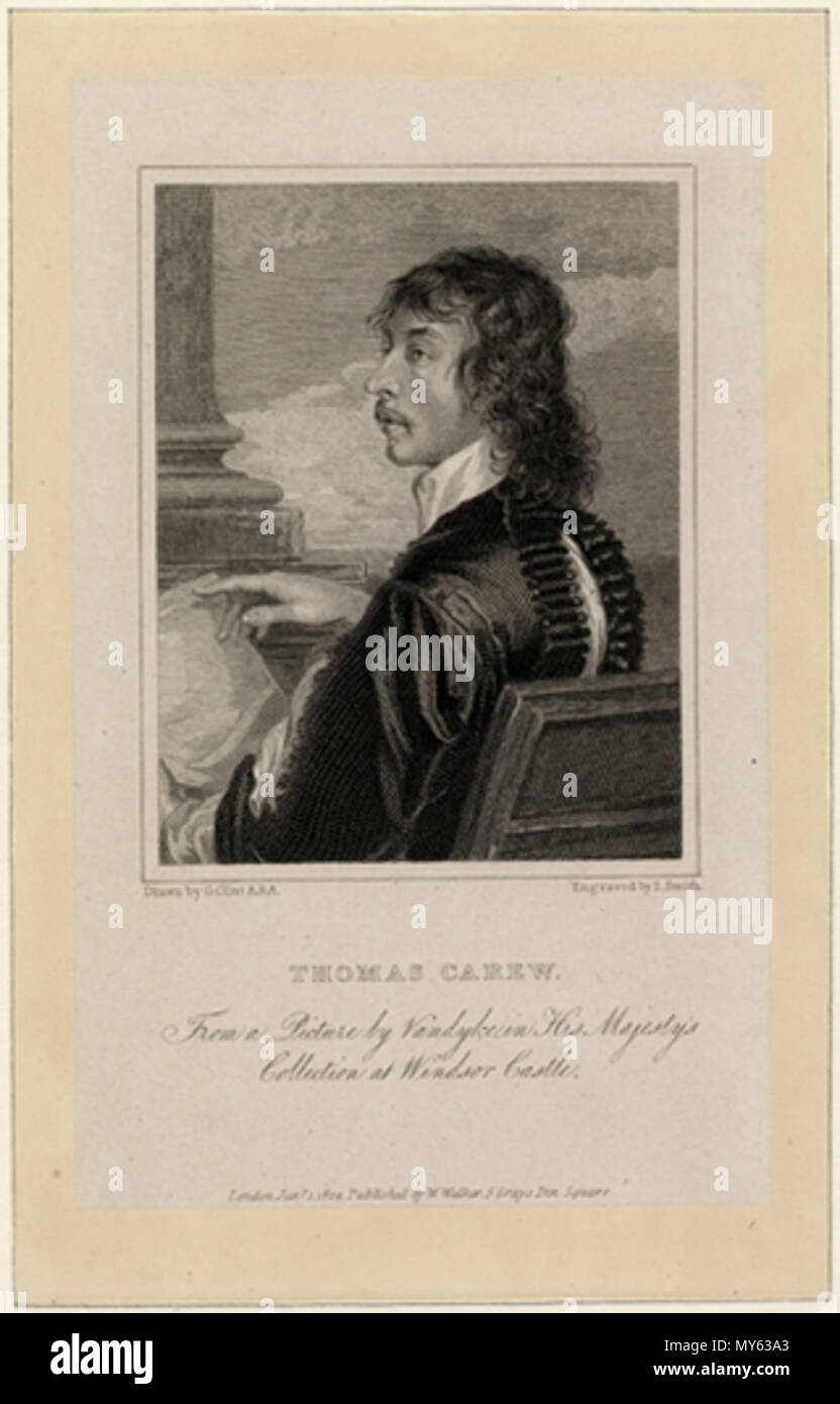 . W:Thomas Carew (1595-1640) . 1824. Disegnata da G. Clint e inciso da E. Smith dopo un dipinto da Sir Anthony van Dyke (1599-1641). 527 Thomas Carew Foto Stock