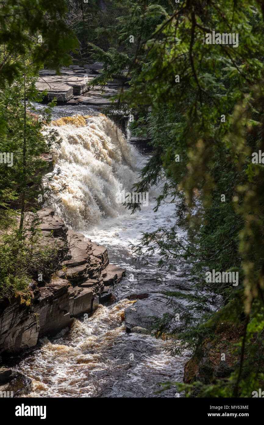 Alberta, Michigan - Canyon Falls, sul fiume di storione nella Penisola Superiore del Michigan.. Foto Stock