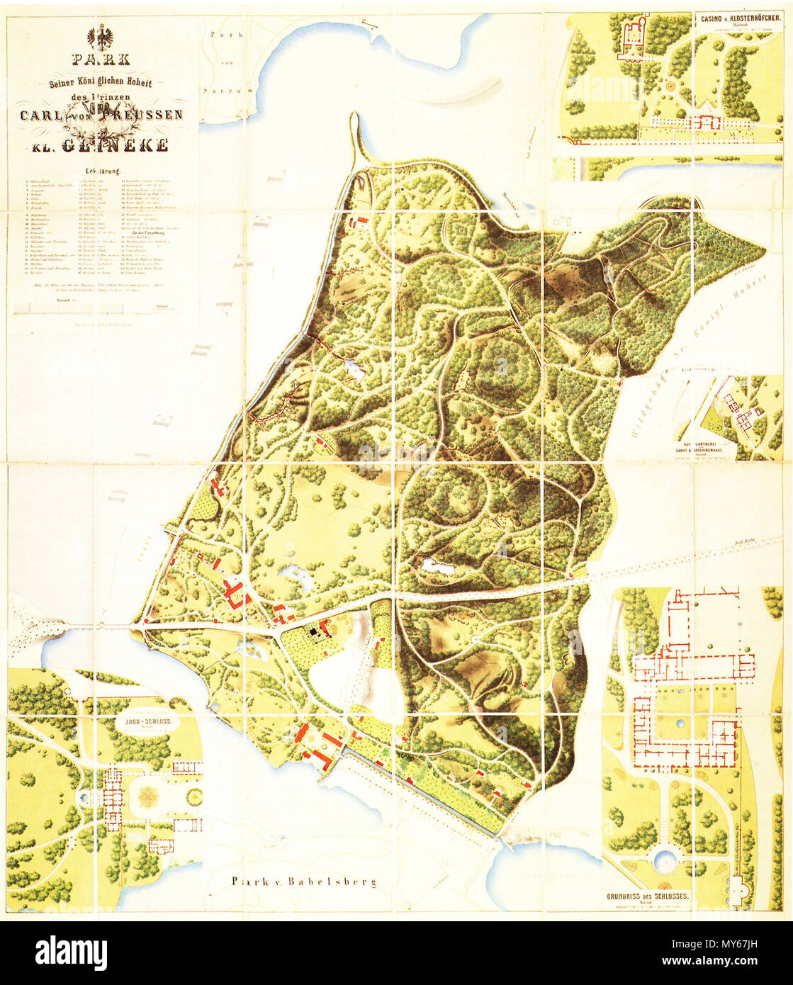 . Inglese: Park Klein-Glienicke 1862 . 1. settembre 2012, 19:57:41. Kraatz 298 Klein-Glienicke Parkplan Kraatz 1862 Foto Stock