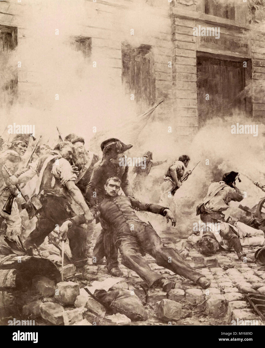 . Français : Tableau de Georges Moreau de Tours, réalisé en 1891, représentant la mort de Louis Vaneau pendant la Révolution de juillet en 1830. Inglese: dipinto di Georges Moreau de Tours, realizzato nel 1891, con la morte di Louis Vaneau durante la Rivoluzione di luglio nel 1830. 1891. Georges Moreau de Tours 309 La mort du polytechnicien Vaneau, 29 juillet 1830 - Georges Moreau de Tours Foto Stock