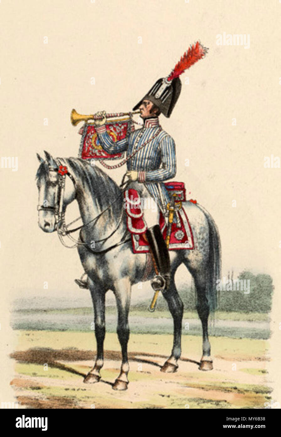 . Français : Trompette des Gardes-du-Corps du Roi (1814) . Xix secolo 530 Titeux - Trompette des Gardes-du-Corps du Roi (1814) Foto Stock