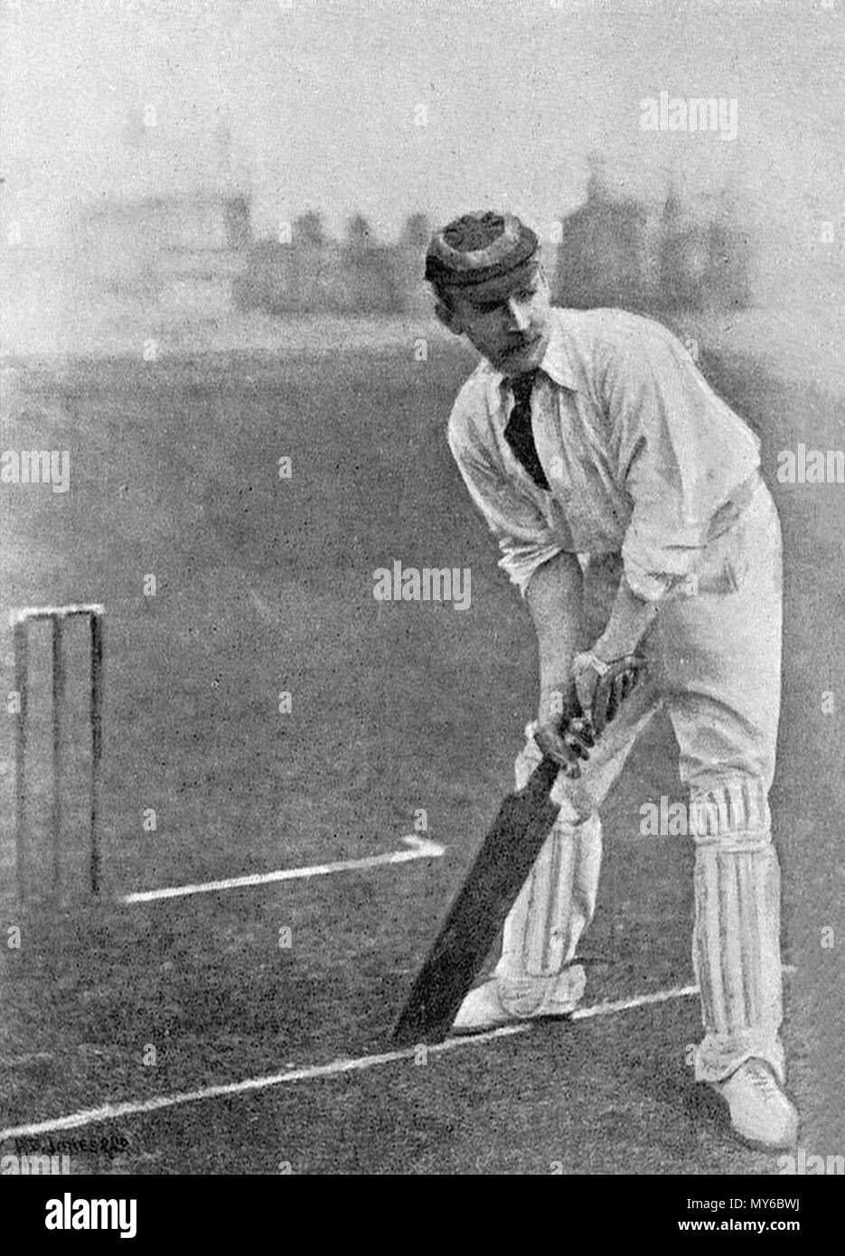 . Inglese: la scansione di una foto di A. J. Webbe cricketer da un libro intitolato famoso Il Cricketers datata 1896 . Il 31 gennaio 2012. Northmetpit 559 UNA W Webbe Cricketer Foto Stock