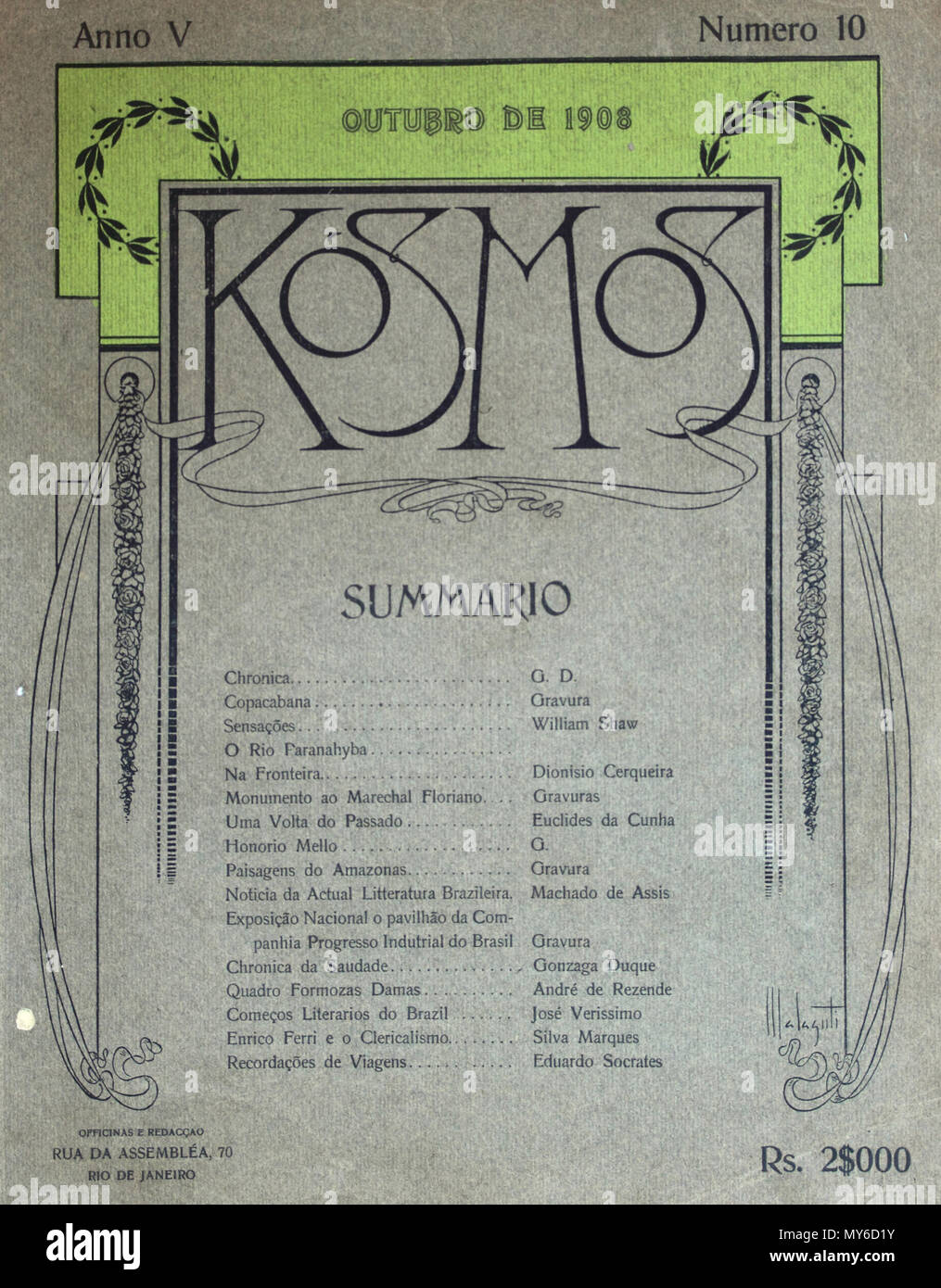 453 Revista Kósmos Anno V numero 10 Outubro de 1908 Foto Stock