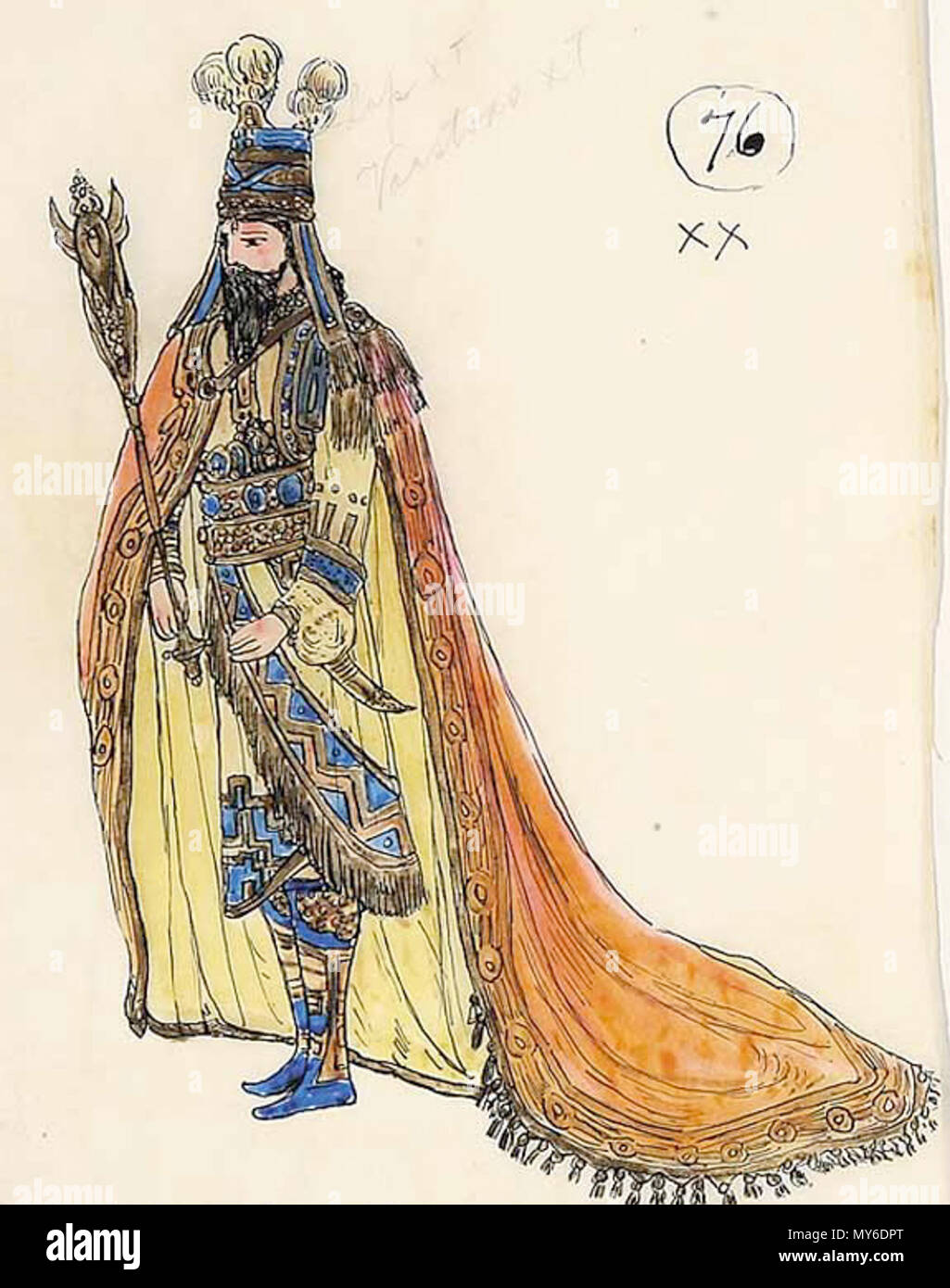 . Disegno di costumi da Mistick Krewe di Comus 1910, New Orleans. 1910. Jennie Wilde (1865-1913) 121 Comus 1910 Costume Wilde Foto Stock